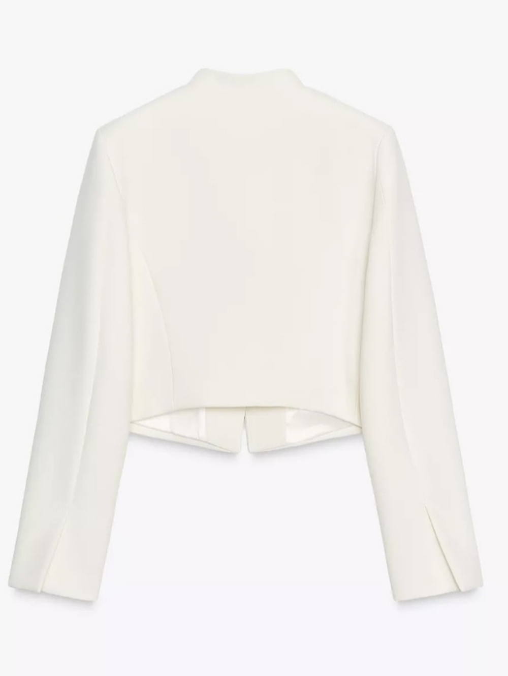 ZARA NWT White Cropped Jacket Minimalist Structured Blazer Chic - Picture 3 of 11